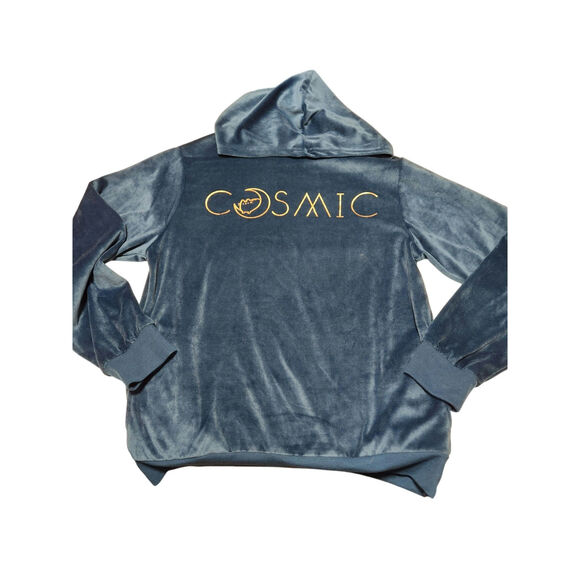 Pusheen velvety cosmic teal blue pullover hoodie womens size M with pockets - Picture 1 of 4